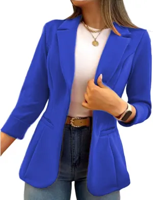 Women's Long Sleeve Blazer Business Casual Jacket Open Front Lapel Cardigan Work Office Suit Jacket with Pockets