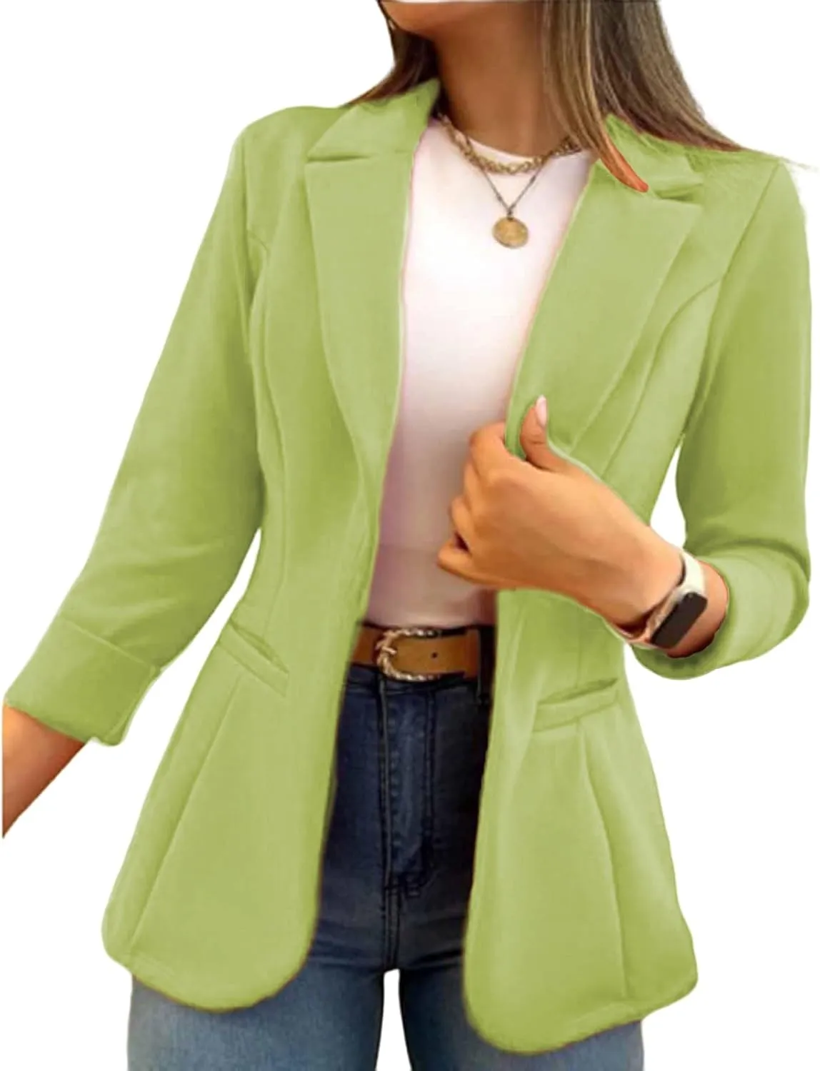 Women's Long Sleeve Blazer Business Casual Jacket Open Front Lapel Cardigan Work Office Suit Jacket with Pockets