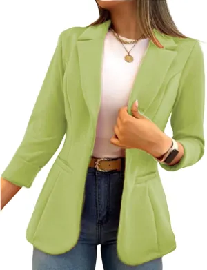 Women's Long Sleeve Blazer Business Casual Jacket Open Front Lapel Cardigan Work Office Suit Jacket with Pockets
