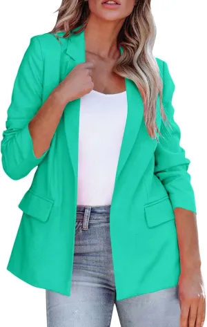 Womens Long Sleeve Casual Blazer Lapel Open Front Work Office Blazer Jacket 2024 Trendy Fall Dressy Blazer with Pockets
