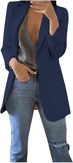 Women's Long Sleeve Casual Blazer Oversized Blazer Coat Open Front Cardigan Jacket Plus Size Blazers Work Dress Jacket