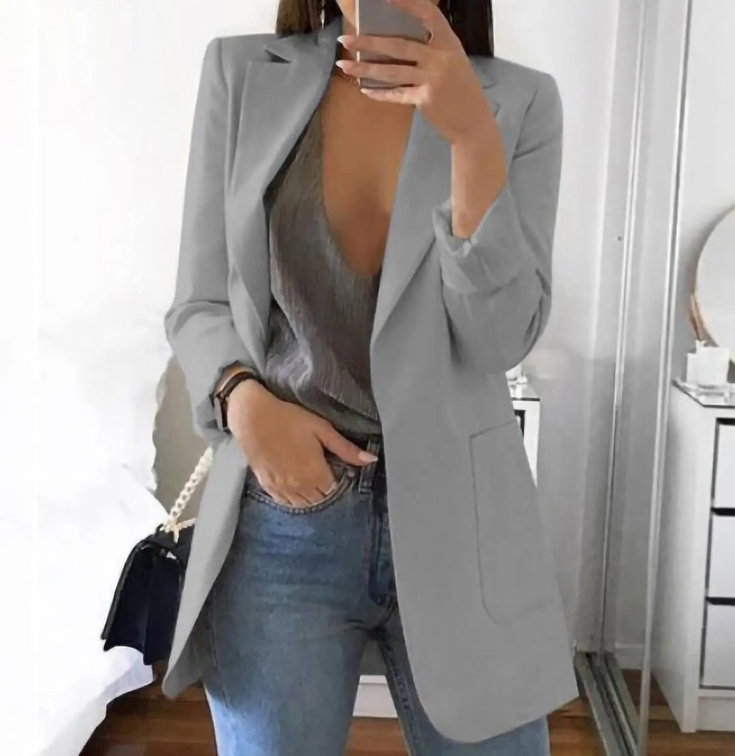 Women's Long Sleeve Casual Blazer Oversized Blazer Coat Open Front Cardigan Jacket Plus Size Blazers Work Dress Jacket