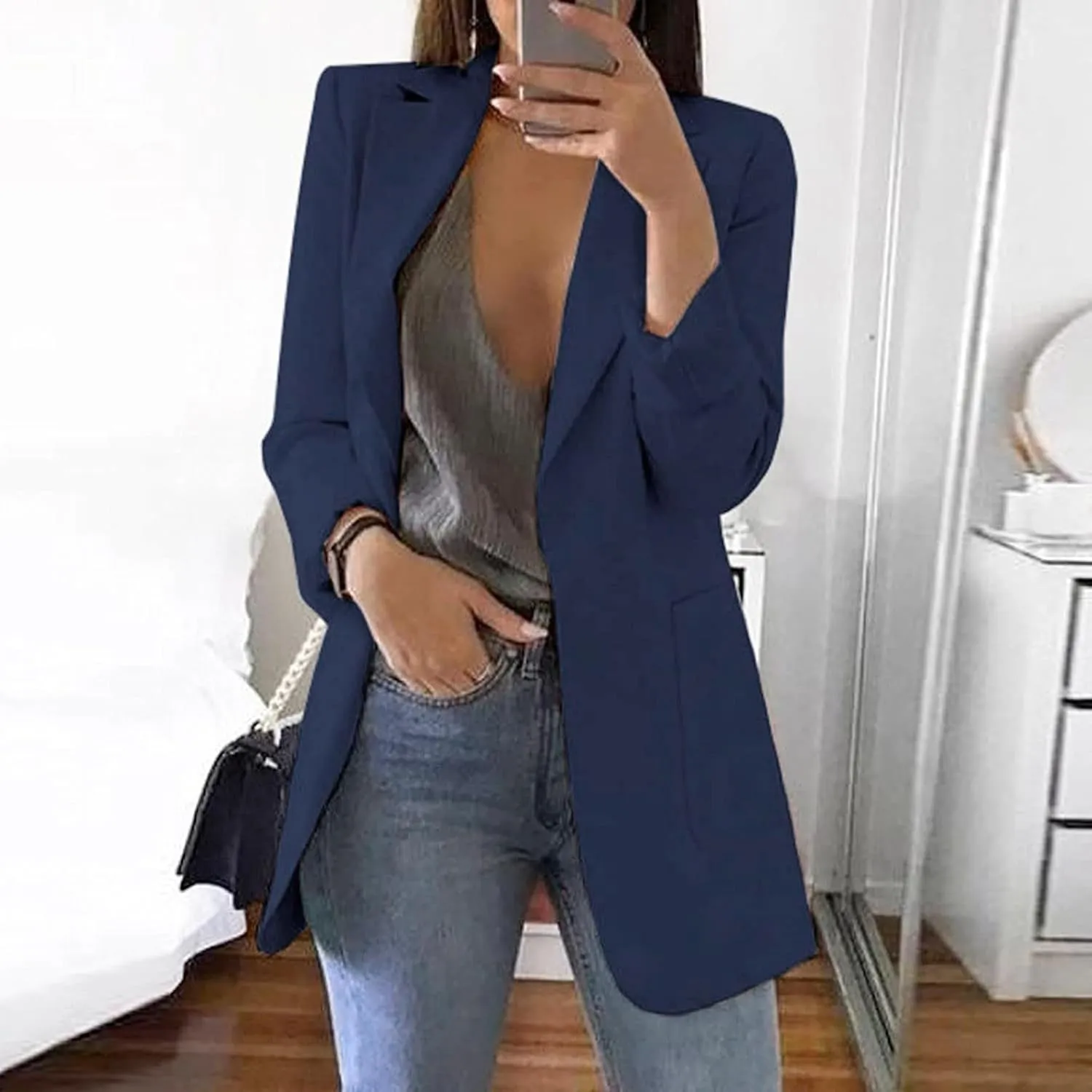 Women's Long Sleeve Casual Blazer Oversized Blazer Coat Open Front Cardigan Jacket Plus Size Blazers Work Dress Jacket