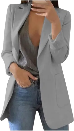 Women's Long Sleeve Casual Blazer Oversized Blazer Coat Open Front Cardigan Jacket Plus Size Blazers Work Dress Jacket