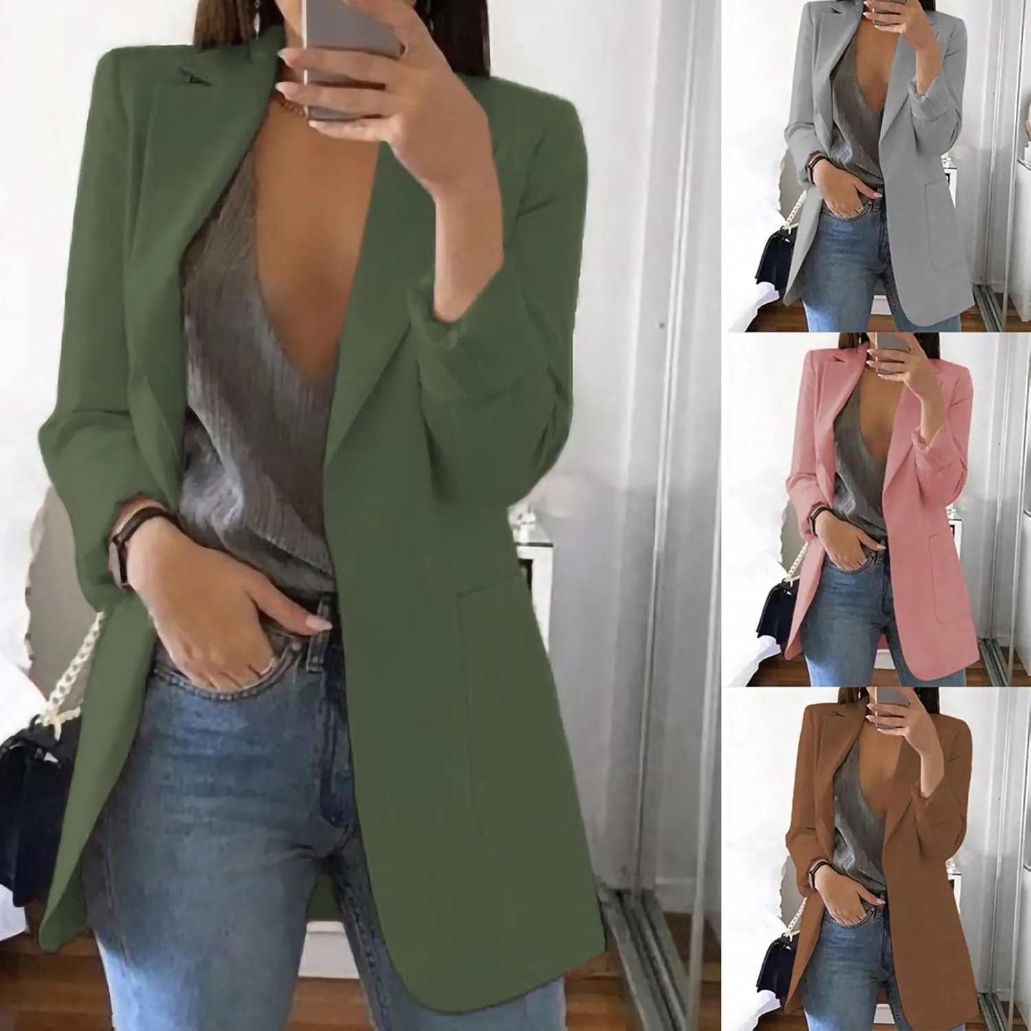 Women's Long Sleeve Casual Blazer Oversized Blazer Coat Open Front Cardigan Jacket Plus Size Blazers Work Dress Jacket