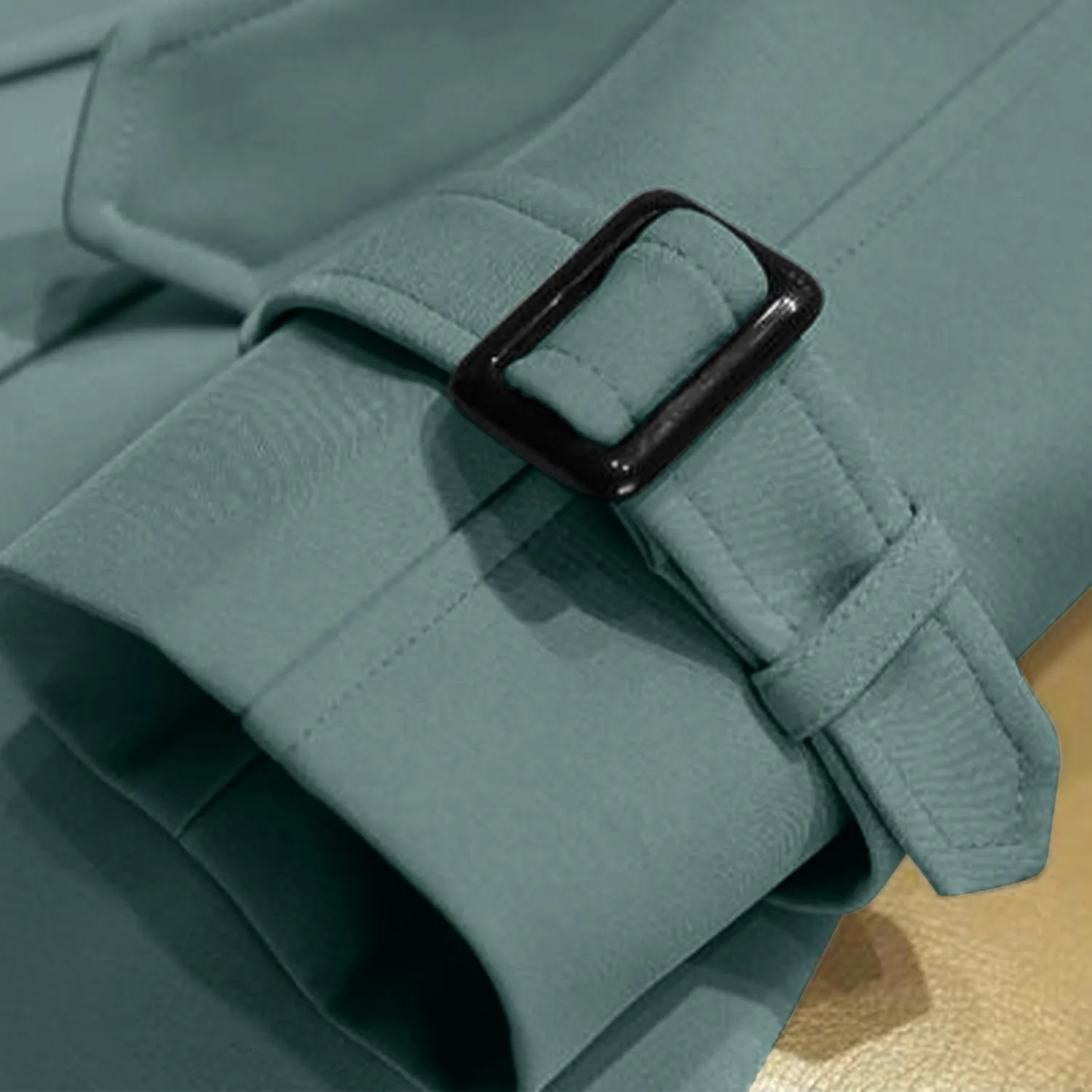 Women's Long Trench Coat Double Breasted Notch Lapel Collar Pea Coat Long Sleeve Fall Winter Overcoat with Belt