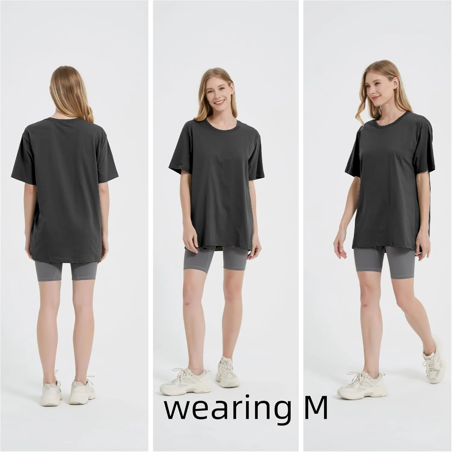 Womens Oversized Boyfriend Tee Shirts Short Sleeve Trendy Crew Neck Loose Workout Tee Casual Summer Tops Cotton
