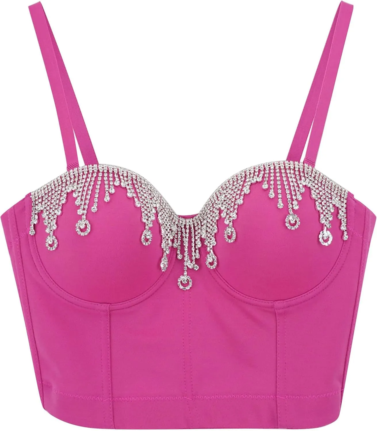 Women's Party Shiny Tank Tops Basic Rhinestone Sparkly Club Crop Sleeveless Y2K Shirts Camisole Spaghetti Straps 2025
