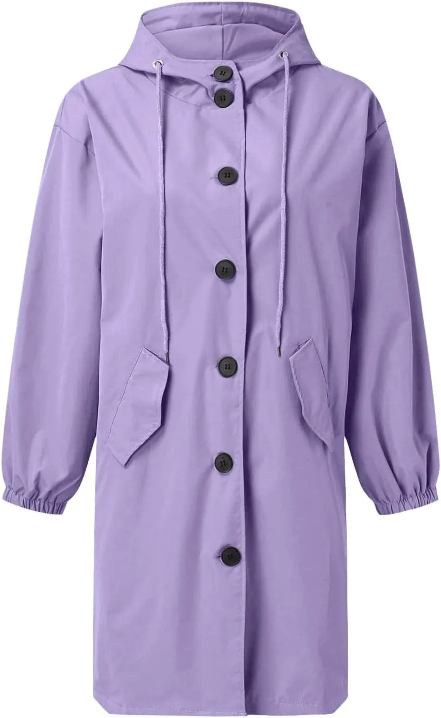 Women's Pea Coat Double Breasted A Line Long Trench Coat Winter Dress Coat with Pockets
