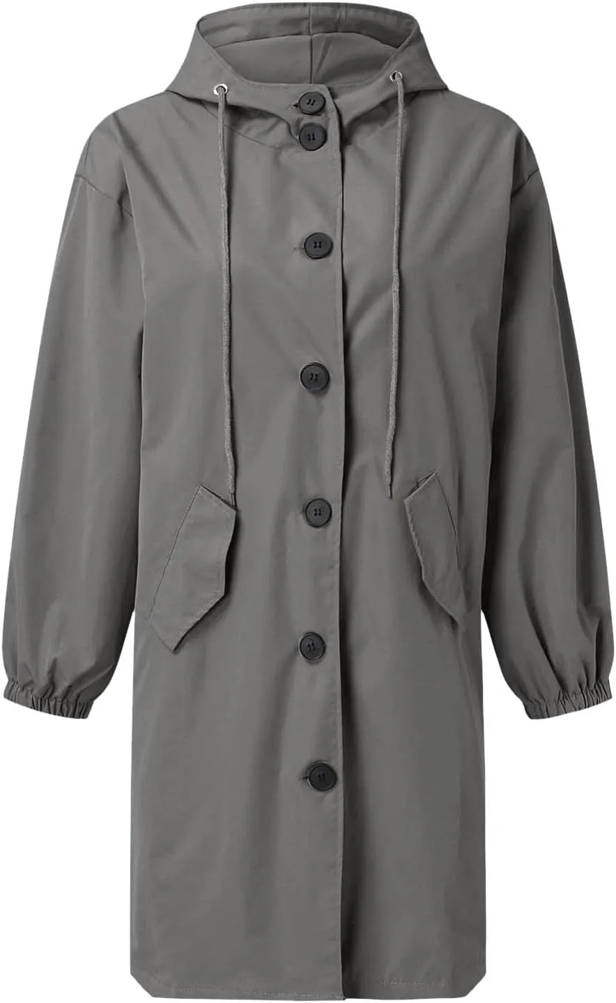 Women's Pea Coat Double Breasted A Line Long Trench Coat Winter Dress Coat with Pockets