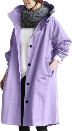 Women's Pea Coat Double Breasted A Line Long Trench Coat Winter Dress Coat with Pockets