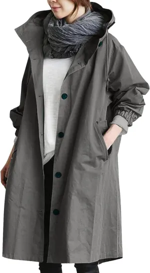 Women's Pea Coat Double Breasted A Line Long Trench Coat Winter Dress Coat with Pockets