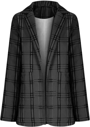 Women's Plaid Blazers Casual Long Sleeve Notch Lapel Button Slim Work Office Blazer Jacket Fall Cardigan Coat Tops