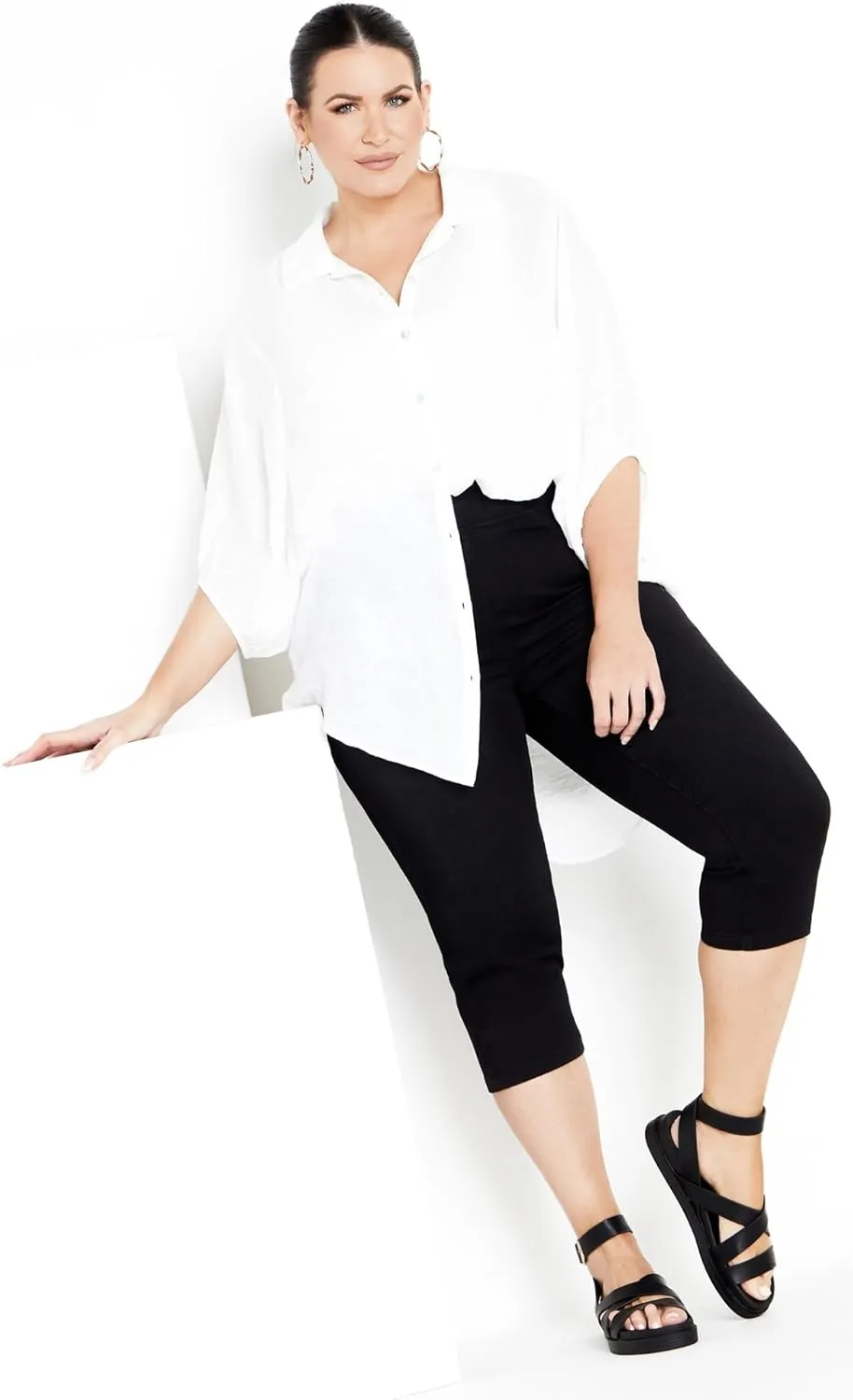 Women's Plus Size Pull On Cropped Denim Legging