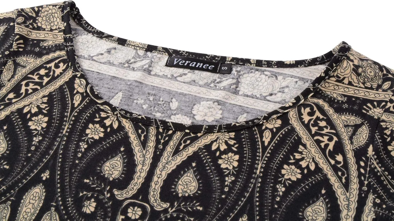 Women's Plus Size Swing Tunic Top 3/4 Sleeve Floral Flare T-Shirt