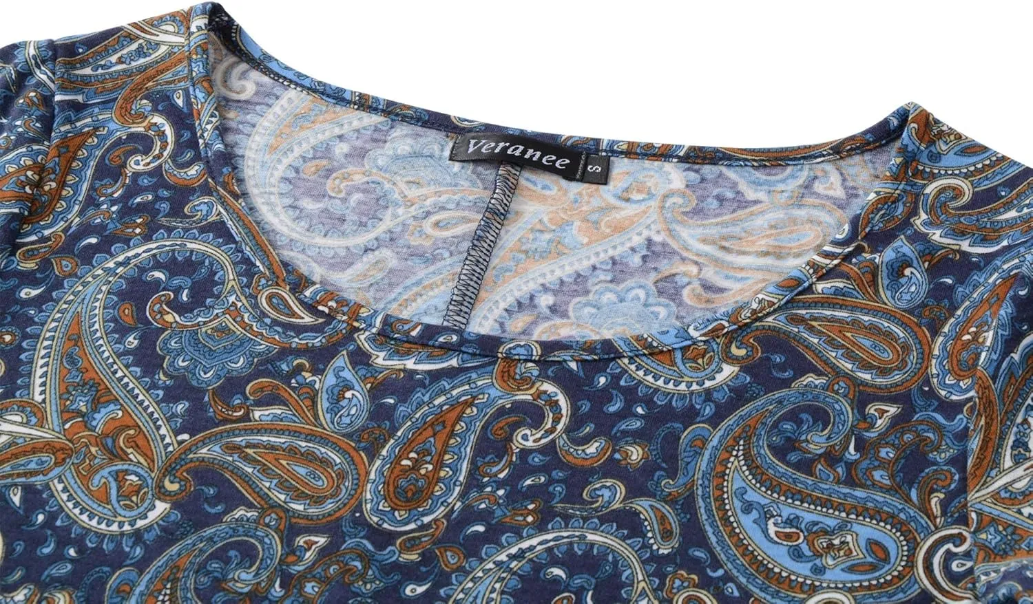Women's Plus Size Swing Tunic Top 3/4 Sleeve Floral Flare T-Shirt