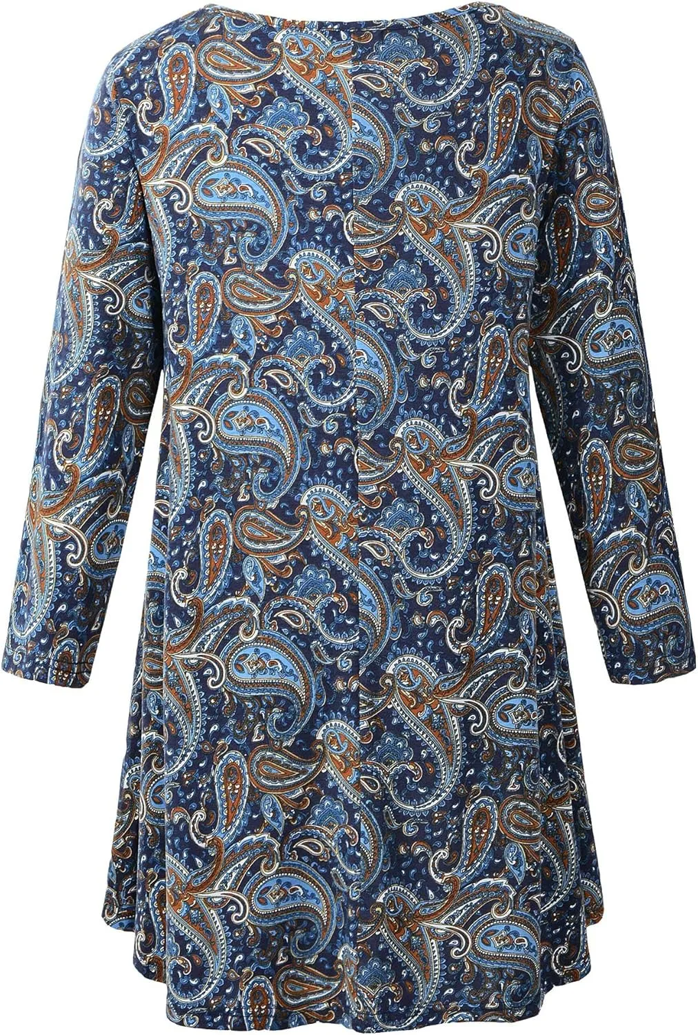 Women's Plus Size Swing Tunic Top 3/4 Sleeve Floral Flare T-Shirt