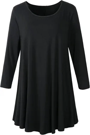 Women's Plus Size Swing Tunic Top 3/4 Sleeve Floral Flare T-Shirt