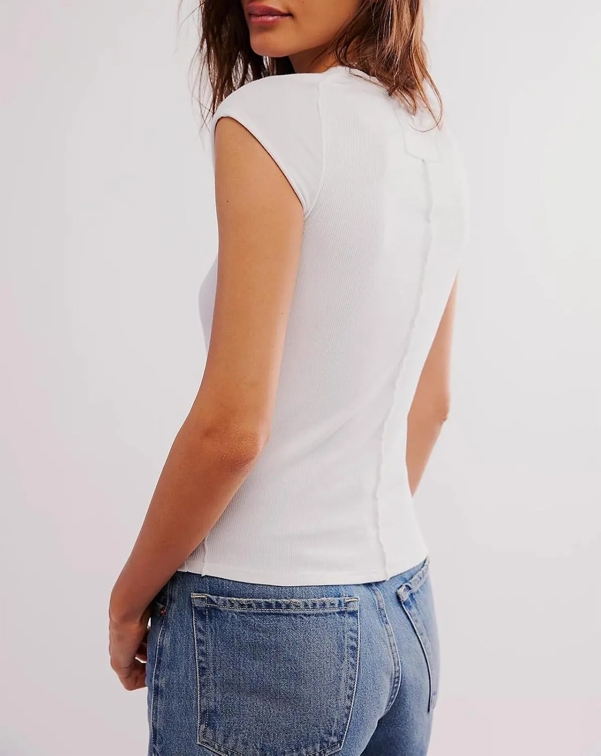 Womens Ribbed Tank Tops Cap Sleeve Summer T Shirt Slim Fitted Knit Basic Tee Shirts Y2k Trendy Crop Top 2025 Streetwear