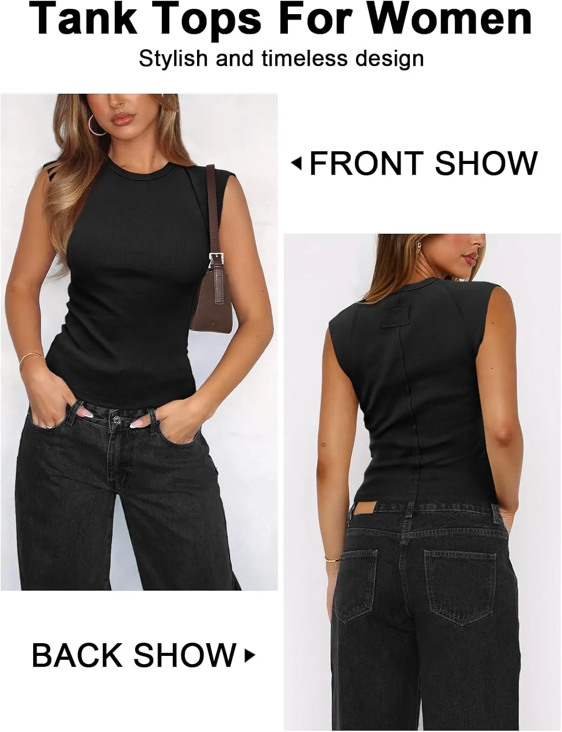 Women's Ribbed Tank Tops Trendy Casual Crew Neck Summer Club Cap Sleeve Slim Fitted Knit Basic Tee Shirts Blouse
