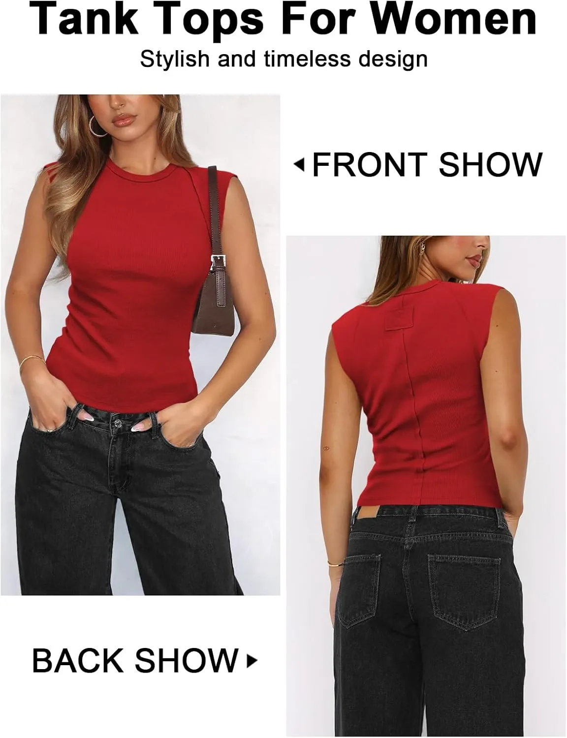 Women's Ribbed Tank Tops Trendy Casual Crew Neck Summer Club Cap Sleeve Slim Fitted Knit Basic Tee Shirts Blouse