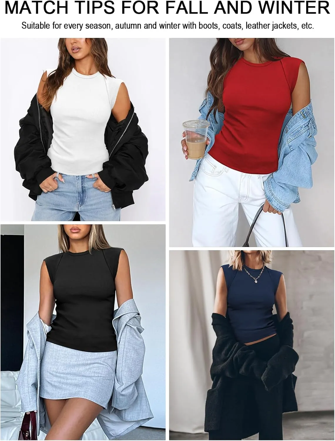 Women's Ribbed Tank Tops Trendy Casual Crew Neck Summer Club Cap Sleeve Slim Fitted Knit Basic Tee Shirts Blouse
