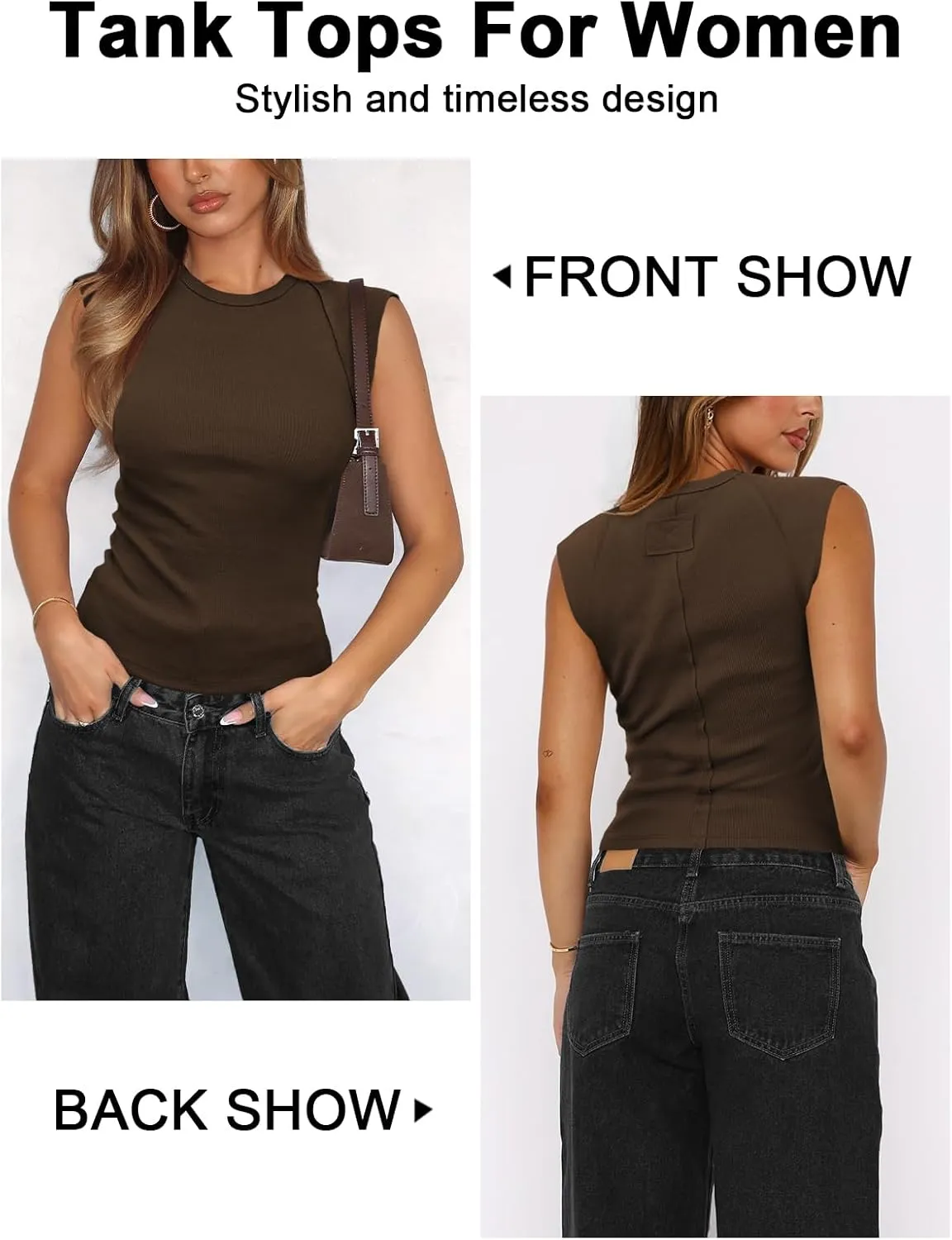 Women's Ribbed Tank Tops Trendy Casual Crew Neck Summer Club Cap Sleeve Slim Fitted Knit Basic Tee Shirts Blouse