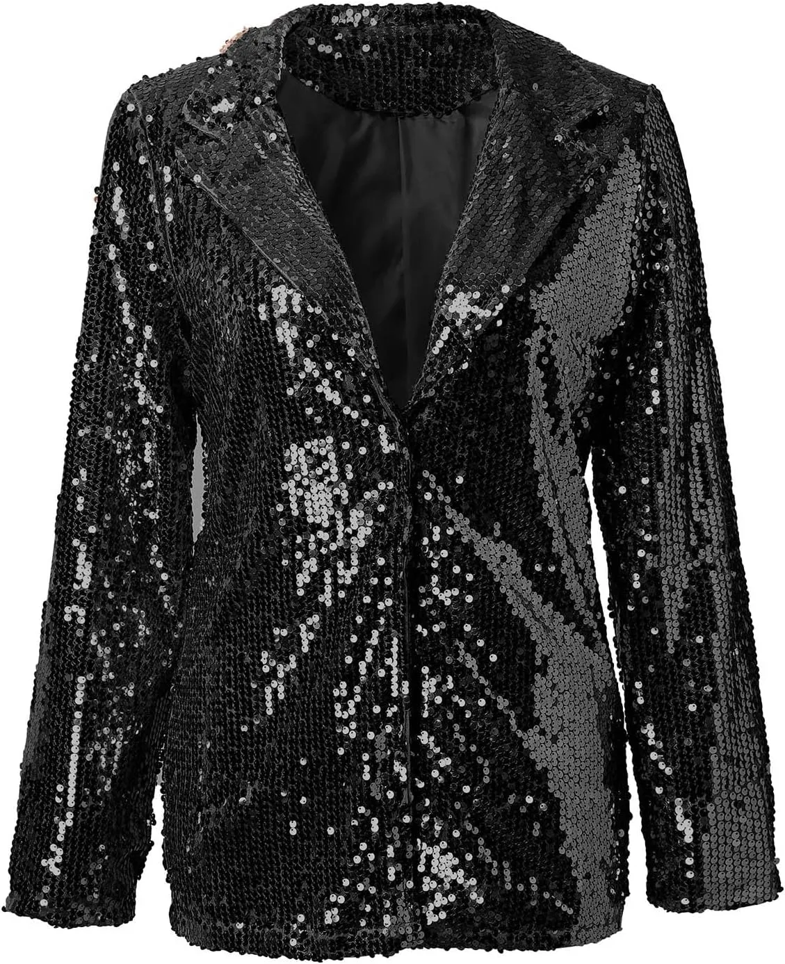 Women's Sequin Blazer Jacket Lightweight Casual Long Sleeves Cardigan Coat Evening Glitter Sparkle Sequins Shiny Outfit