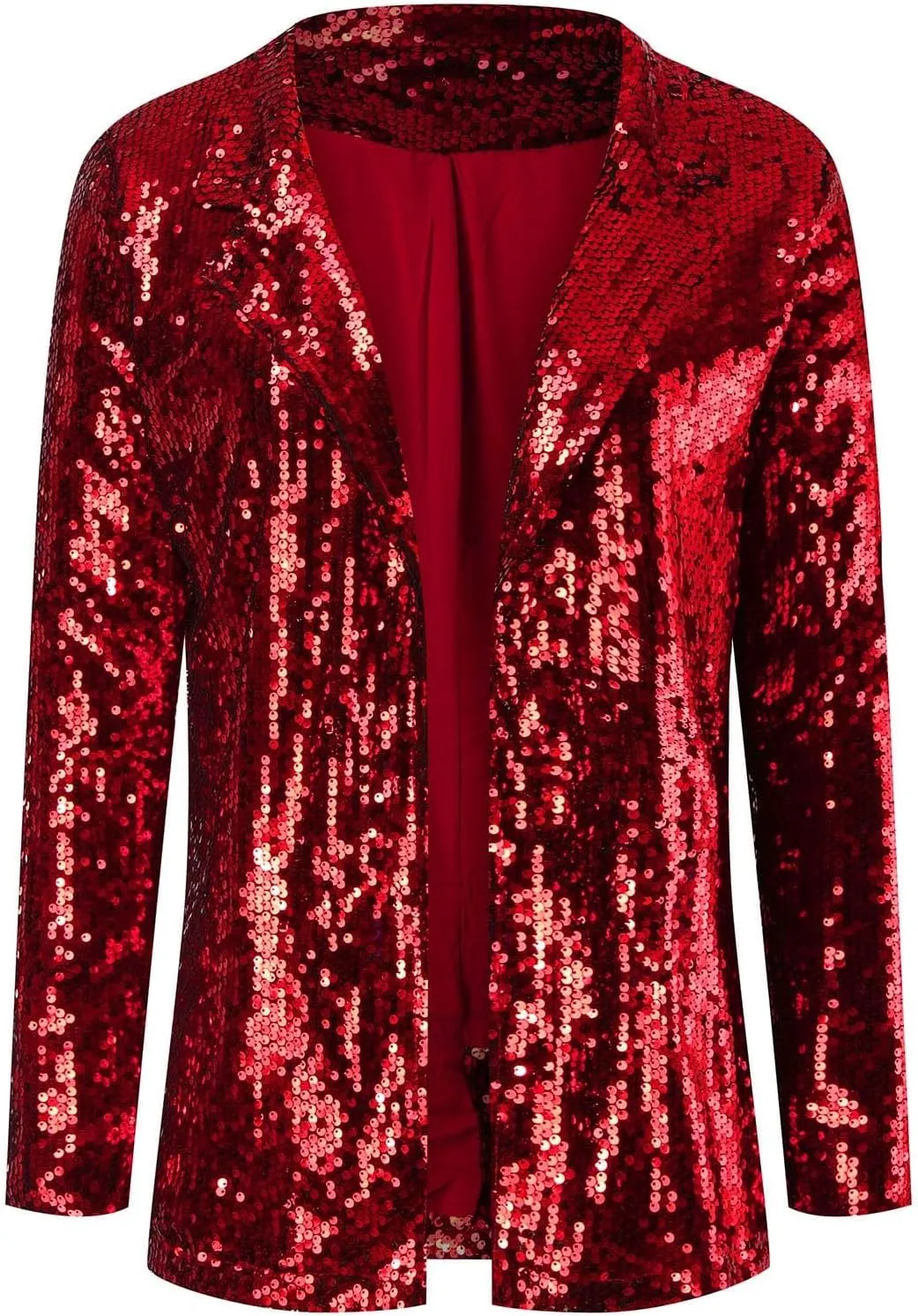 Women's Sequin Jacket Shiny Open Front Glitter Blazer Evening Party Sparkly Long Sleeve Slim Cardigan Coat
