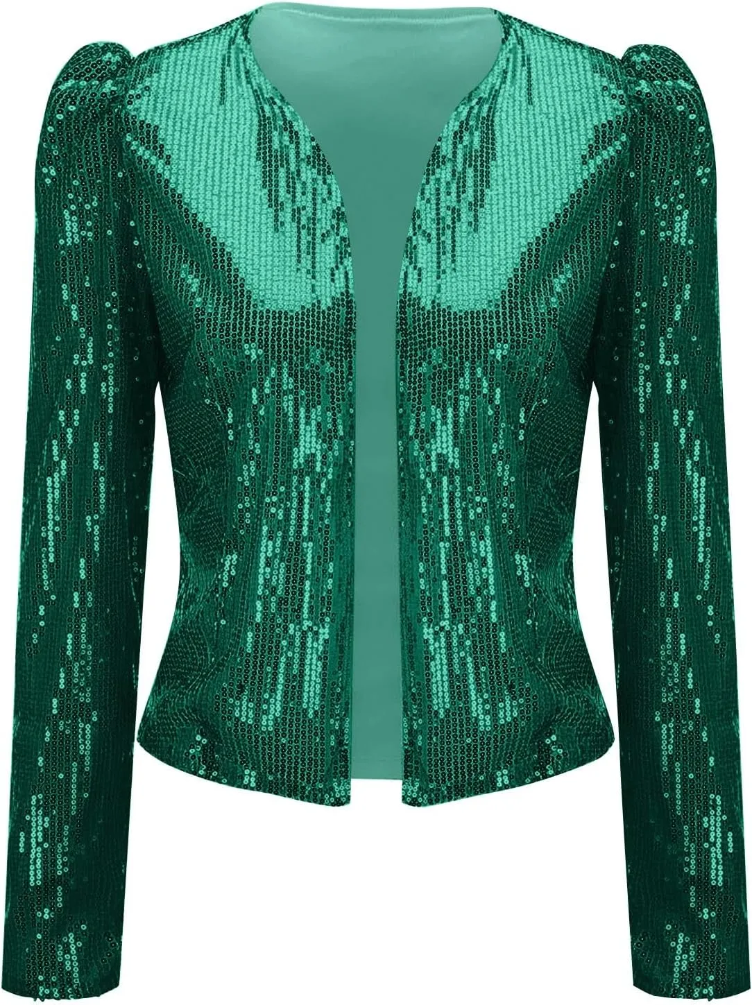 Women's Sequin Jackets Open Front Blazer Jacket Casual Long Sleeve Sparkly Cardigan 2025 Coat Mardi Gras Outfit