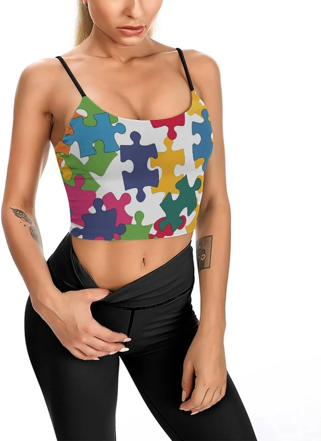 Womens Tank Tops, Summer Trendy Causal Fit Casual Tank Tunic Blouse Colour Jigsaw Printed Camisole