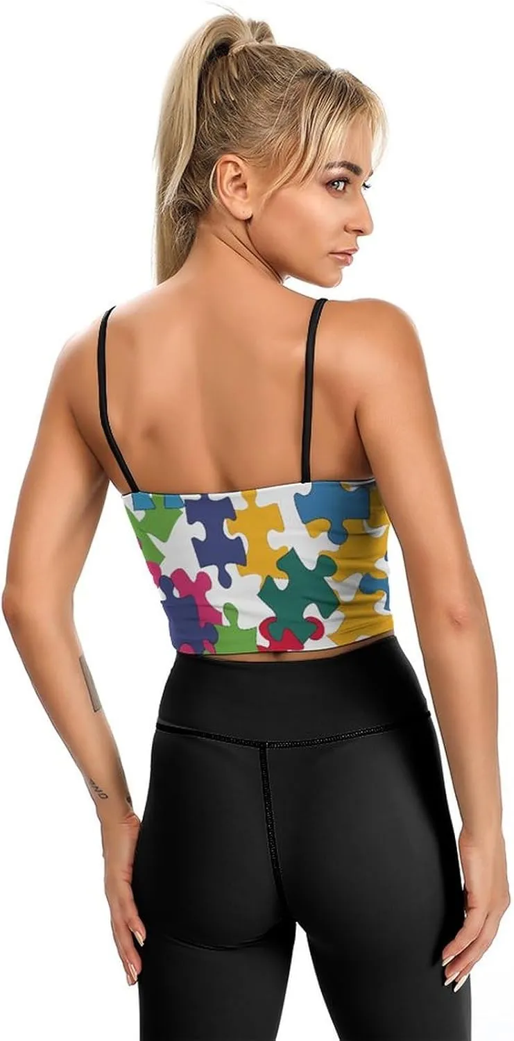 Womens Tank Tops, Summer Trendy Causal Fit Casual Tank Tunic Blouse Colour Jigsaw Printed Camisole
