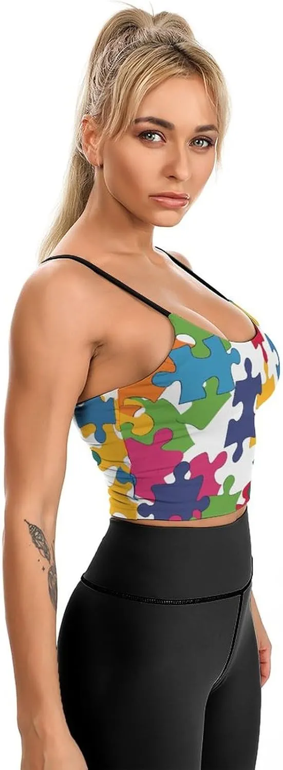 Womens Tank Tops, Summer Trendy Causal Fit Casual Tank Tunic Blouse Colour Jigsaw Printed Camisole