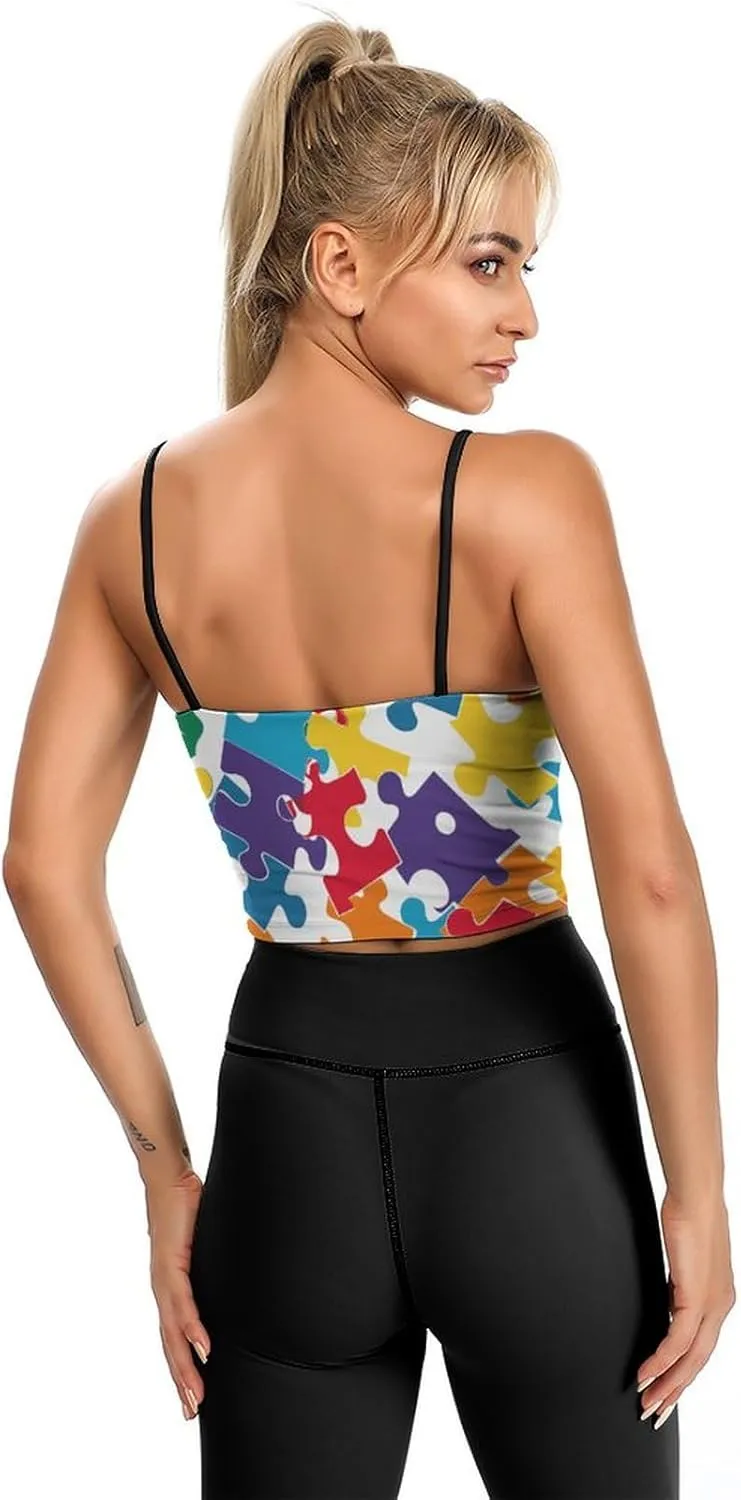 Womens Tank Tops, Summer Trendy Causal Fit Casual Tank Tunic Blouse Colour Jigsaw Printed Camisole