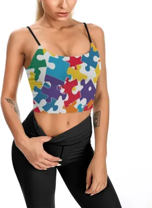 Womens Tank Tops, Summer Trendy Causal Fit Casual Tank Tunic Blouse Colour Jigsaw Printed Camisole