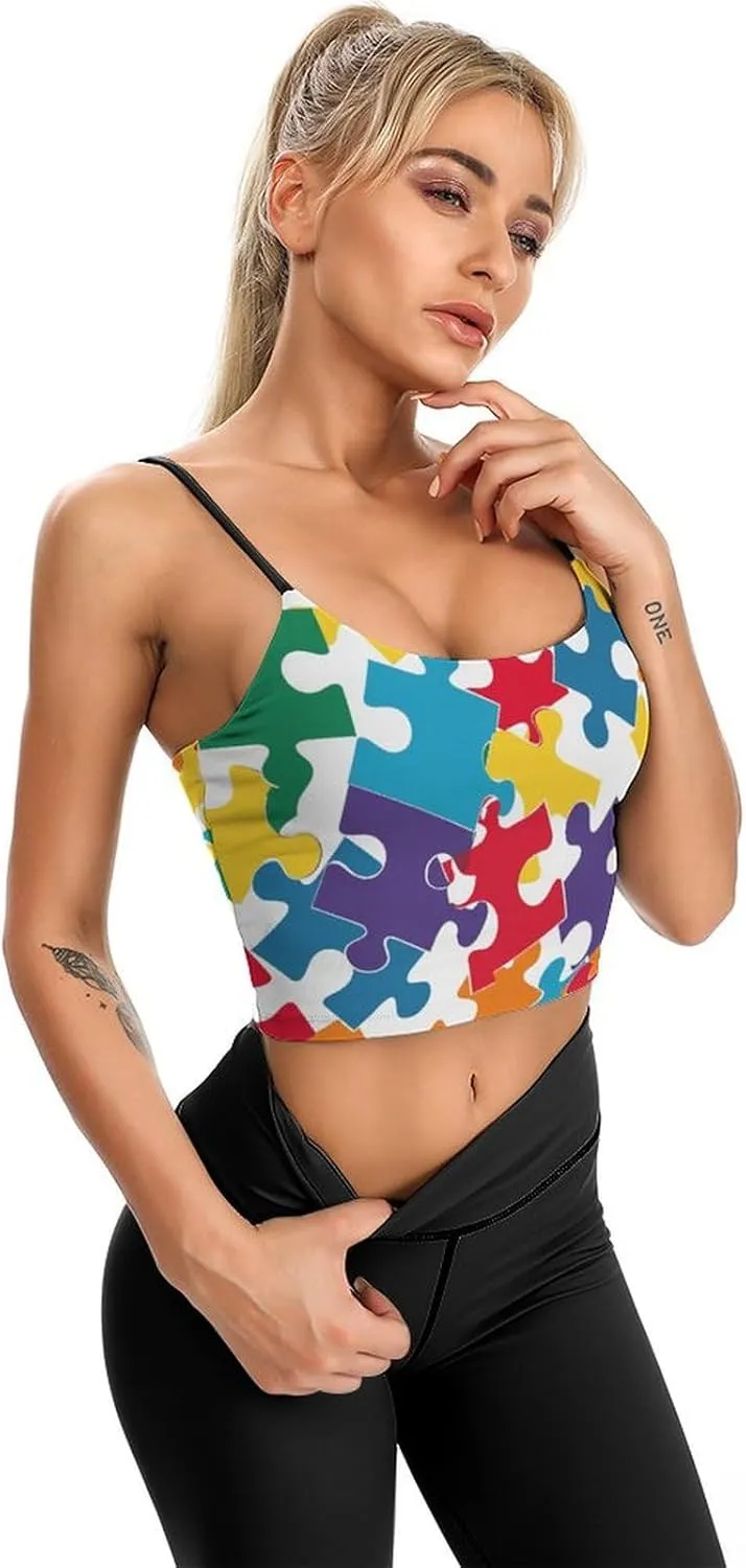 Womens Tank Tops, Summer Trendy Causal Fit Casual Tank Tunic Blouse Colour Jigsaw Printed Camisole