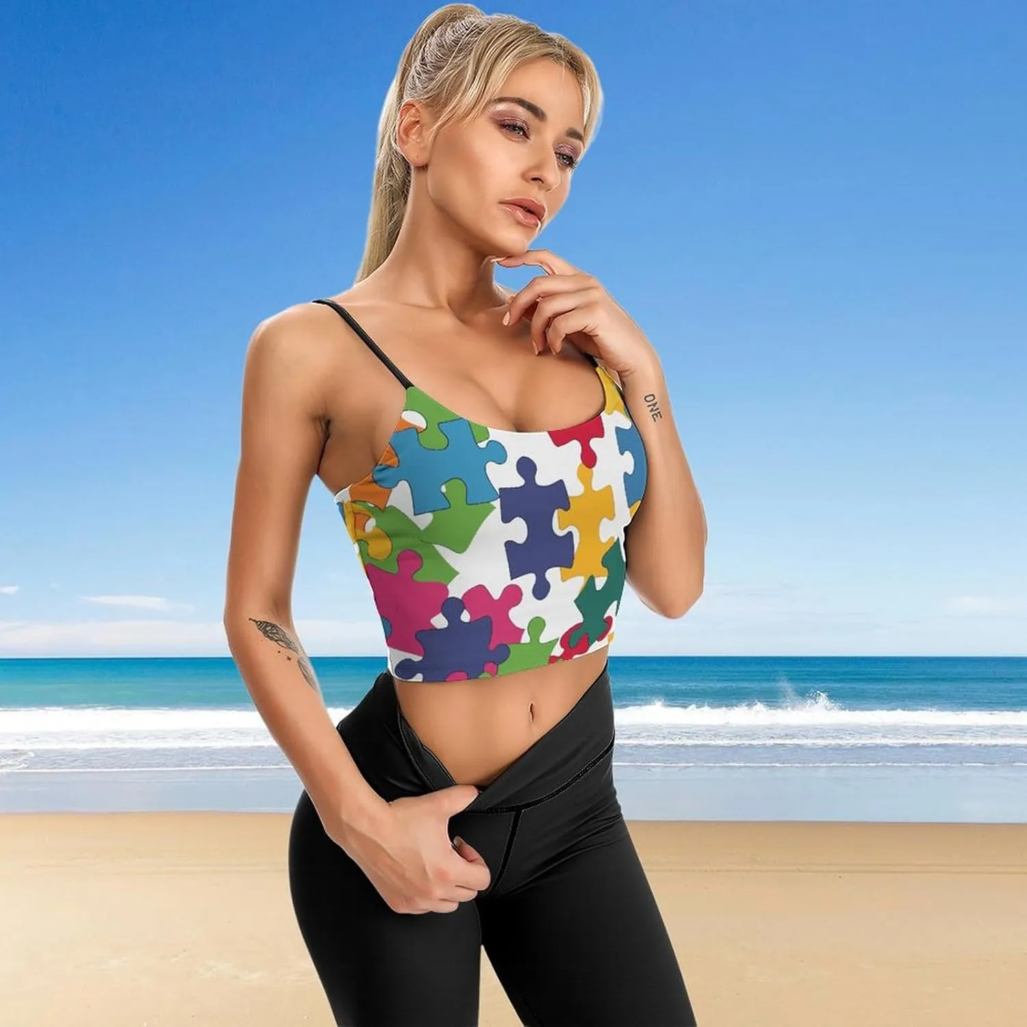 Womens Tank Tops, Summer Trendy Causal Fit Casual Tank Tunic Blouse Colour Jigsaw Printed Camisole