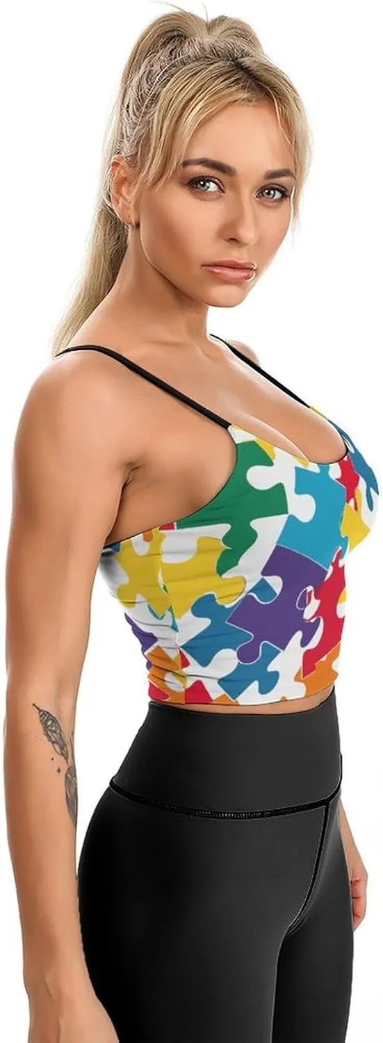 Womens Tank Tops, Summer Trendy Causal Fit Casual Tank Tunic Blouse Colour Jigsaw Printed Camisole