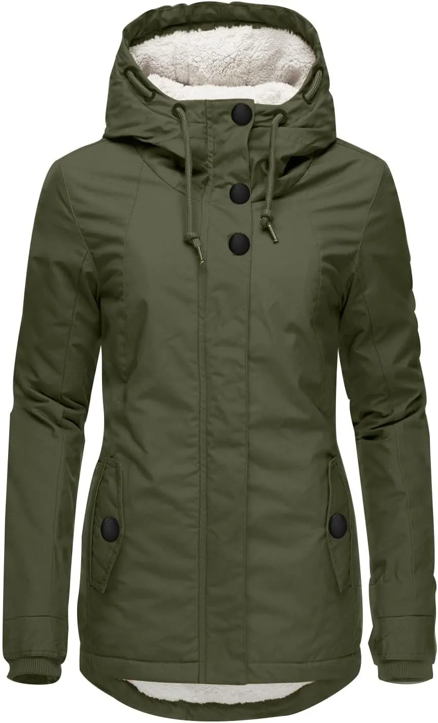 Women's Thickened Down Jacket Coats Fleece Lined Warm Parka4 Hooded Jacket 2024 Winter Outerwear