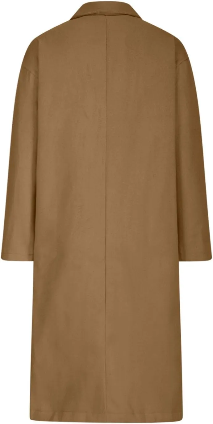 Womens Trench Coat Fall Winter Wool Coats Notch Lapel Double Breasted Oversized Midi Peacoat Trench Coats