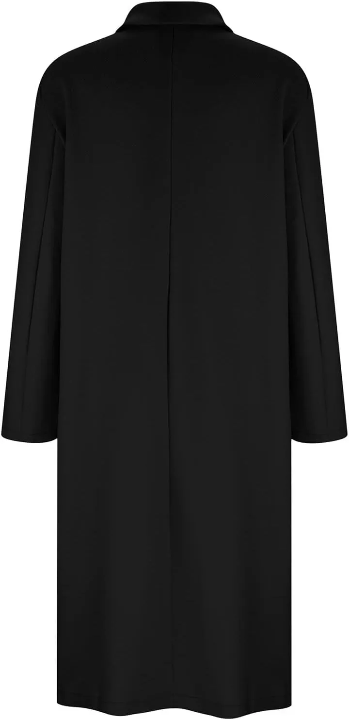 Womens Trench Coat Mid Length Notched Lapel Collar Double Breasted Pea Coat Wool Blend Winter Over Coats Jackets