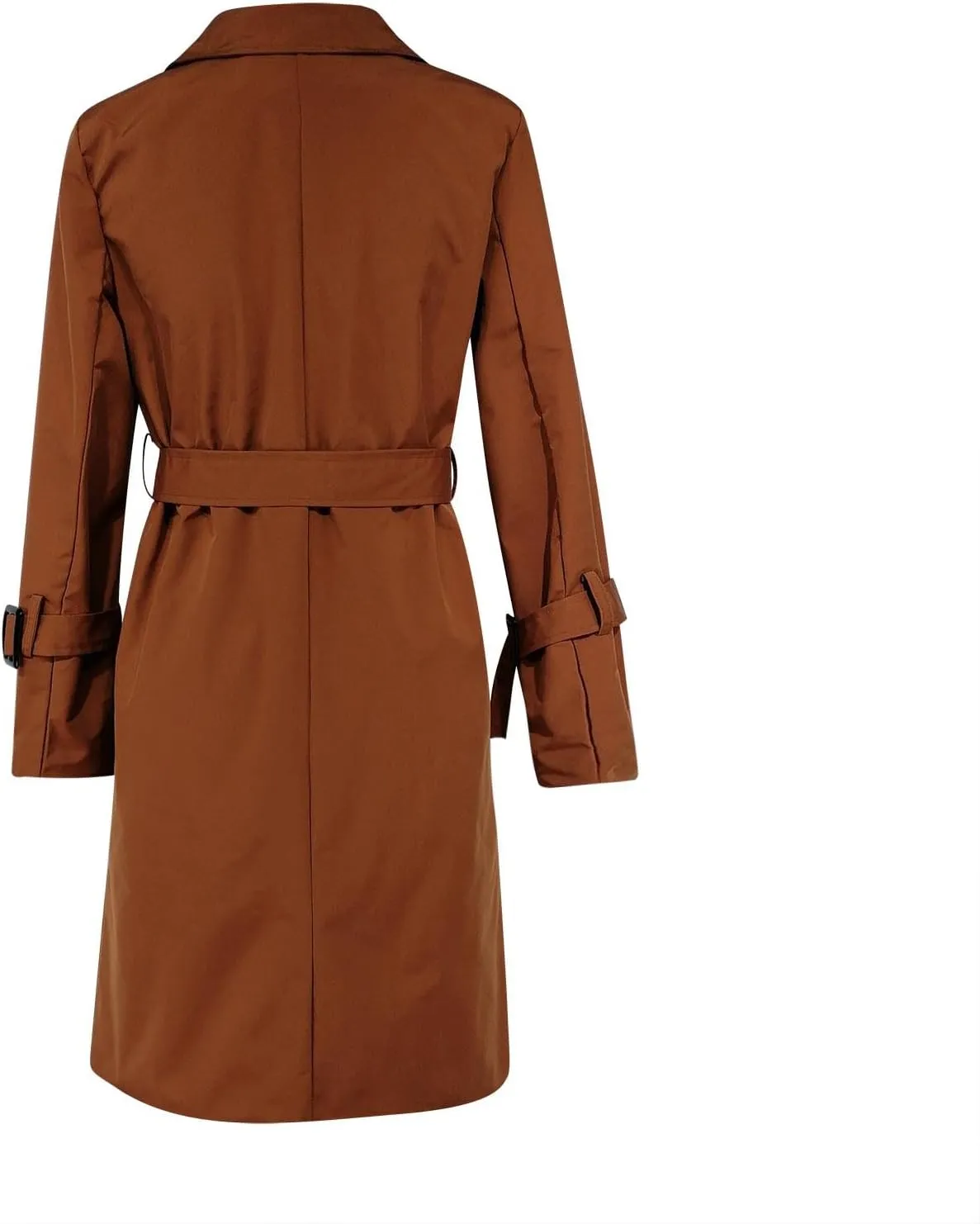 Womens Trench Coat Mid Long Retro Double-Breasted Winter Outwear Classic Lapel Overcoat Solid Slim Outerwear 2024