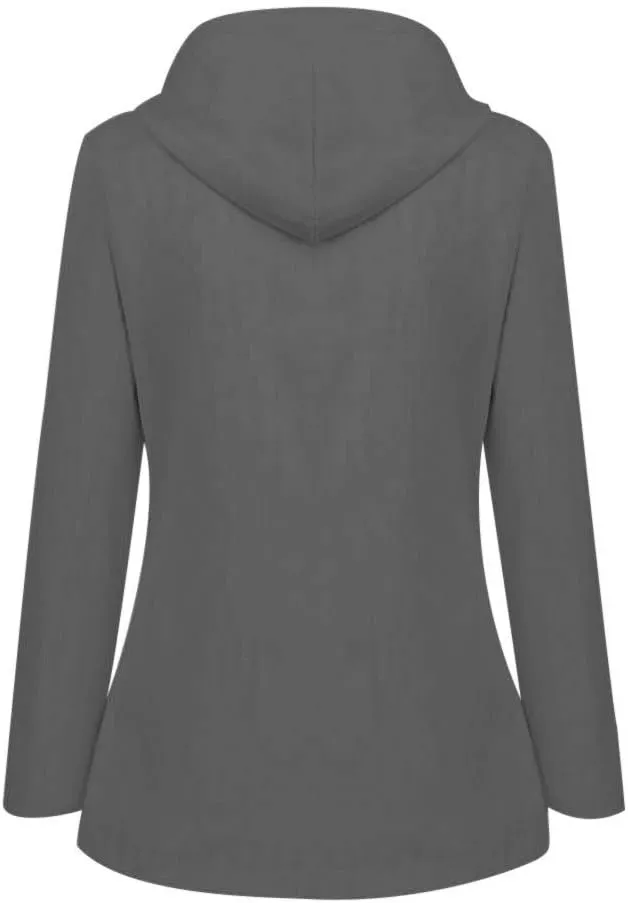 Womens Trench Coat Solid Hooded Jacket Windproof Outdoor Coat Plus Women'S Double Breasted Mid-Length Belted