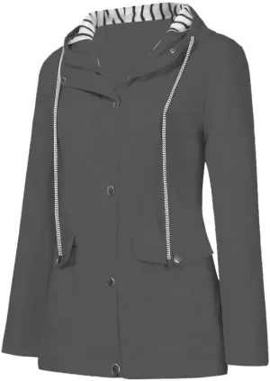 Womens Trench Coat Solid Hooded Jacket Windproof Outdoor Coat Plus Women'S Double Breasted Mid-Length Belted