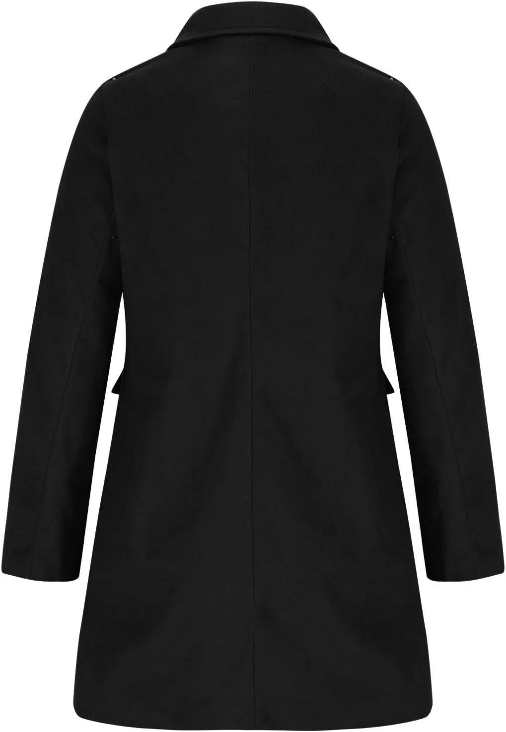 Womens Trench Coats 2024 Notch Lapel Mid-Long Open Front Pea Coat Wool Blend Warm Winter Jackets With Pockets