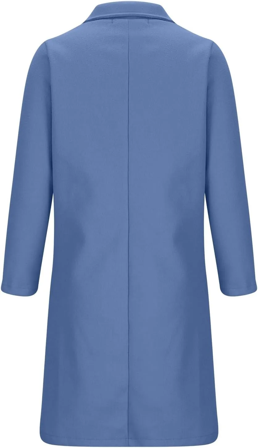 Women's Trench Coats Single Breasted Long Winter Coats Lapel Collar Pea Coat Bussiness Casual Office Jackets