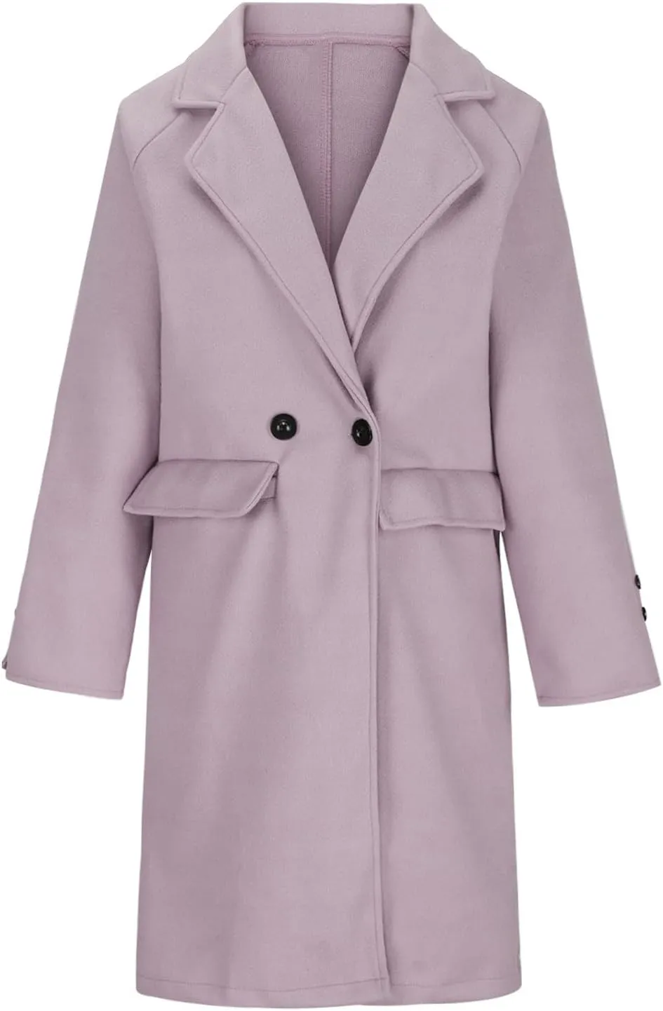 Womens Trench Coats Winter Wool Blend Peacoat Elegant Lapel Collar Double Breasted Overcoat With Pockets