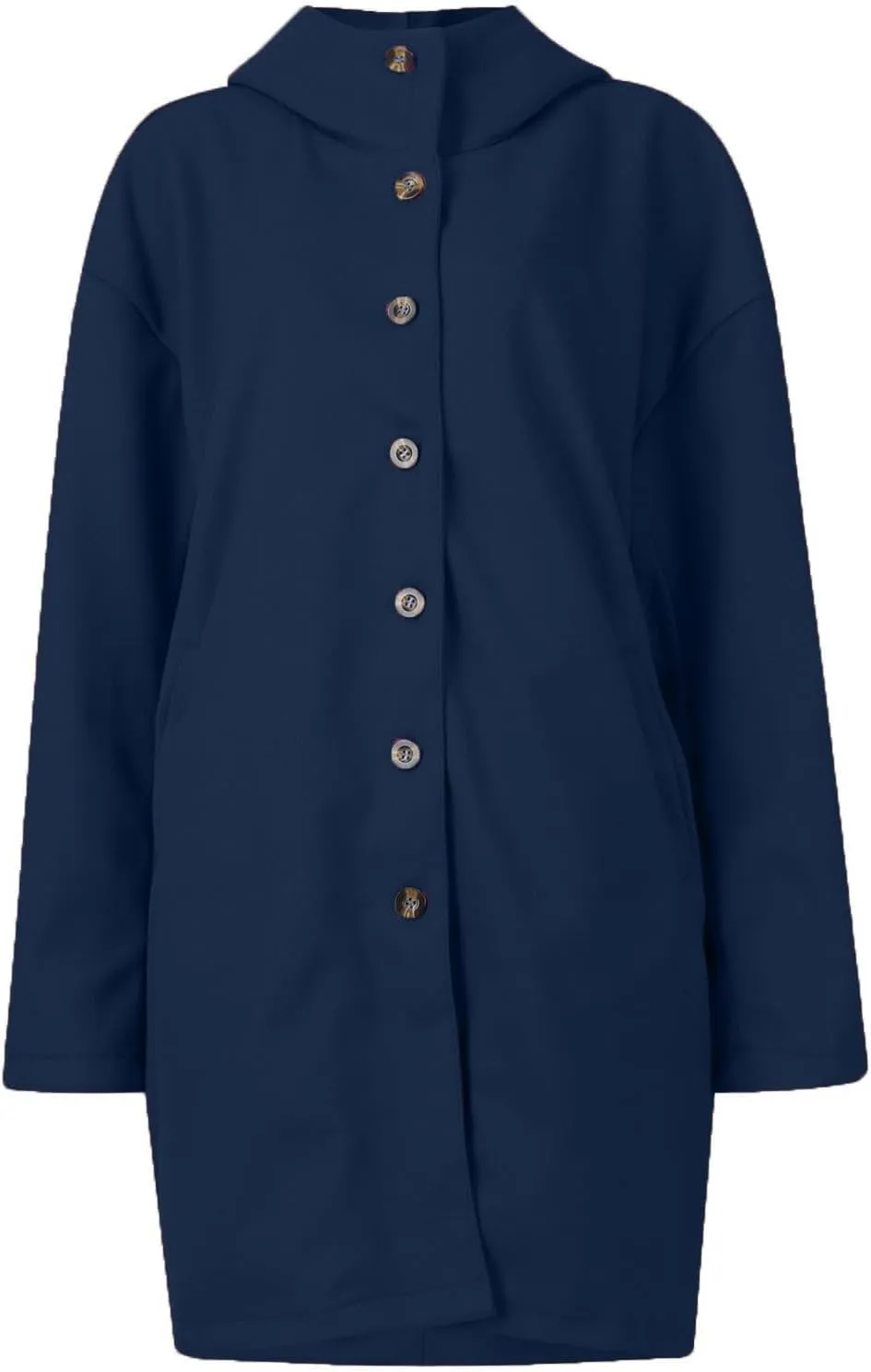 Women's Winter Single Breasted Long Thicken Wool Pea Coat with Hood Casual Wool Blend Trench Coat Jacket
