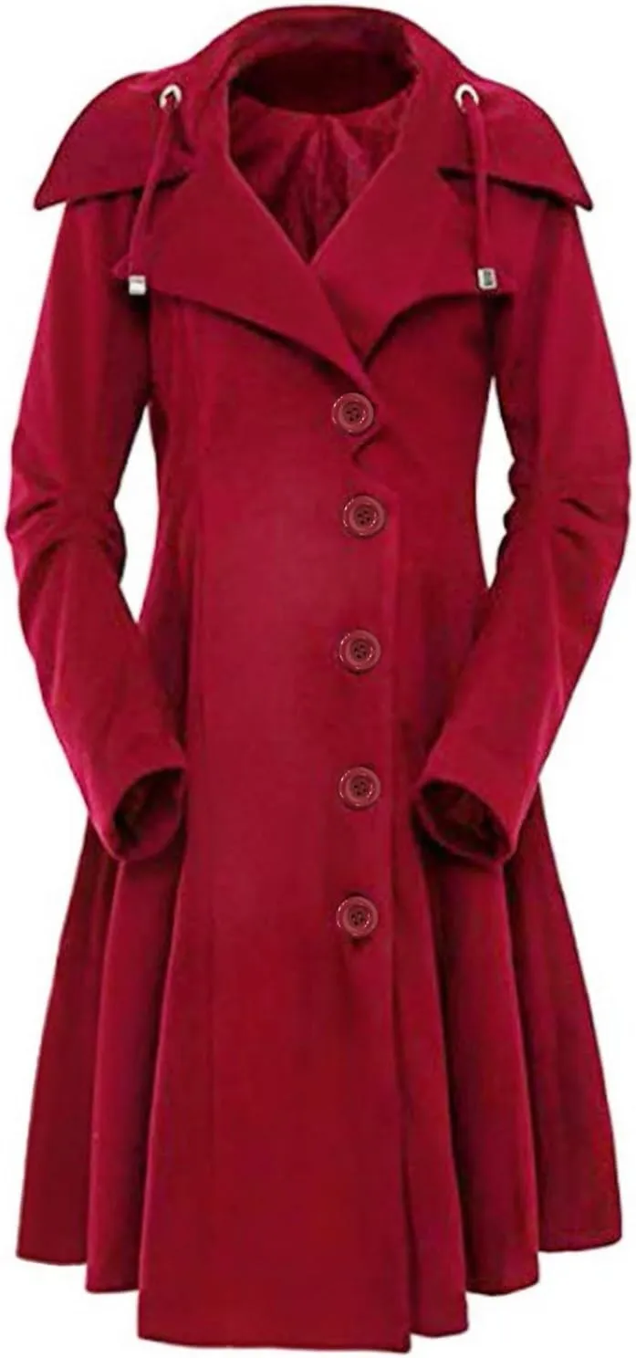 Women's Wool & Pea Coats Breasted Pea Coat for Women 2024 Trench Long Parkas