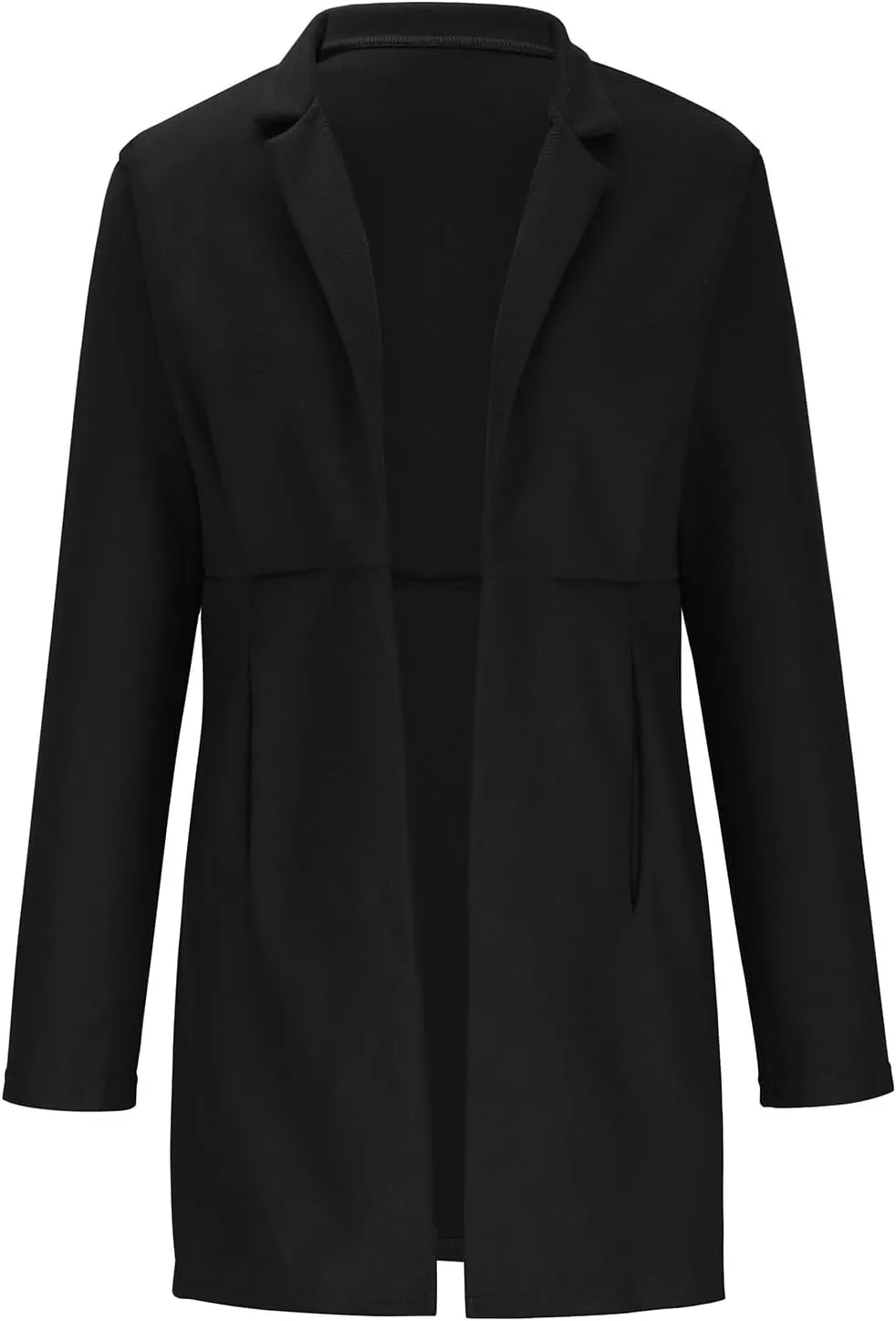 Womens Wool Coats Casual Open Front Notch Lapel Trench Coat Elegant Mid-Long Warm Winter Pea Coats Overcoat